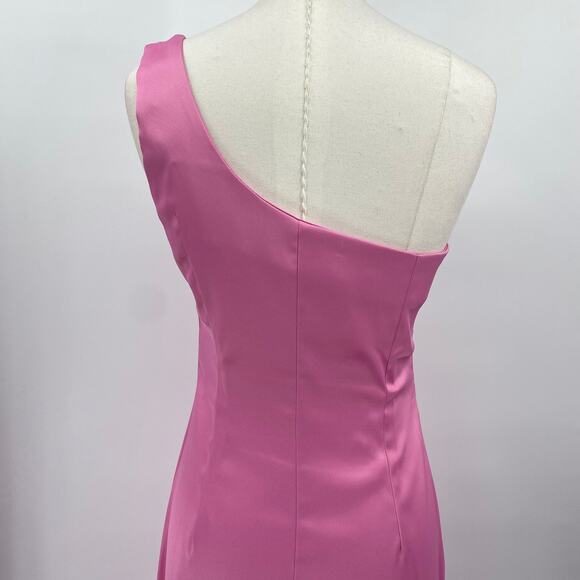 Vintage 90s Rampage Gown One Shoulder Glitter Front Side Slit Maxi Pink Womens 4 - Picture 5 of 7